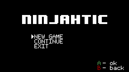Ninjahtic (Windows) screenshot: Title screen / main menu