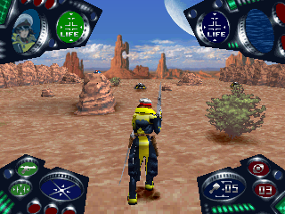 Cosmowarrior Zero (PlayStation) screenshot: Level 2 - In the desert