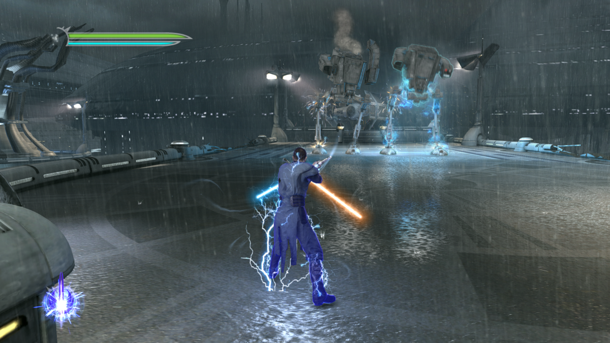 Star Wars: The Force Unleashed II (Windows) screenshot: Destroying AT-ST's with force