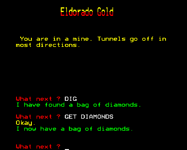 Eldorado Gold (BBC Micro) screenshot: Digging to find treasure