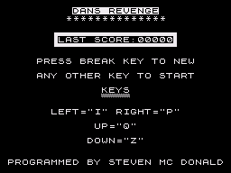 Dans Revenge (ZX81) screenshot: Instructions