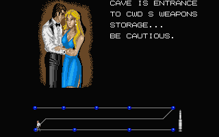 Sly Spy: Secret Agent (Atari ST) screenshot: Rescued a cute chick James Bond style... Now she has some info for me.