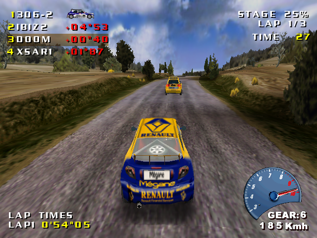 Need for Speed: V-Rally 2 (Windows) screenshot: In the Arcade and Trophy modes you can see your opponents.