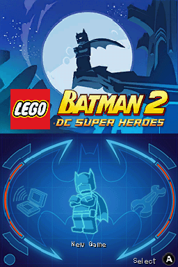 LEGO Batman 2: DC Super Heroes (Nintendo DS) screenshot: Title Screen and Main Menu