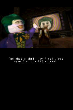 LEGO Batman 2: DC Super Heroes (Nintendo DS) screenshot: Um, Joker, you have been on the big screen several times beforehand you know...