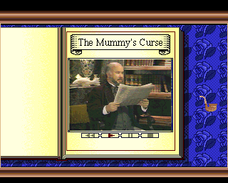 Sherlock Holmes: Consulting Detective (CDTV) screenshot: The Mummy's Curse - Intro - Watson reads the newspaper