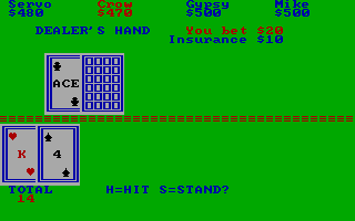 Casino Games (DOS) screenshot: The Blackjack screen