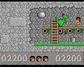 Jurajski Sen (Amiga) screenshot: Well guarded shield