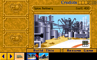 Dune II: The Building of a Dynasty (Amiga) screenshot: Build a spice refinery?