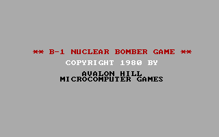 B-1 Nuclear Bomber (DOS) screenshot: Title screen (CGA)