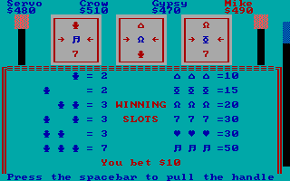 Casino Games (DOS) screenshot: The slot machines