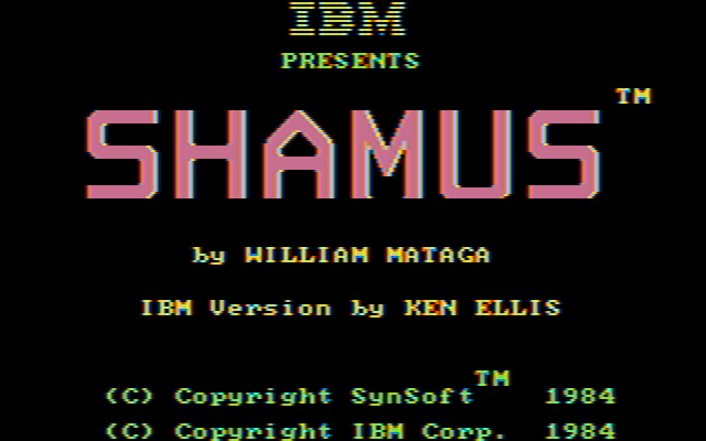Shamus (PC Booter) screenshot: Title screen (CGA w/composite monitor)