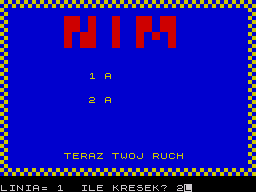 Nim (ZX Spectrum) screenshot: Number of line and number of strokes