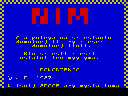 Nim (ZX Spectrum) screenshot: Title screen