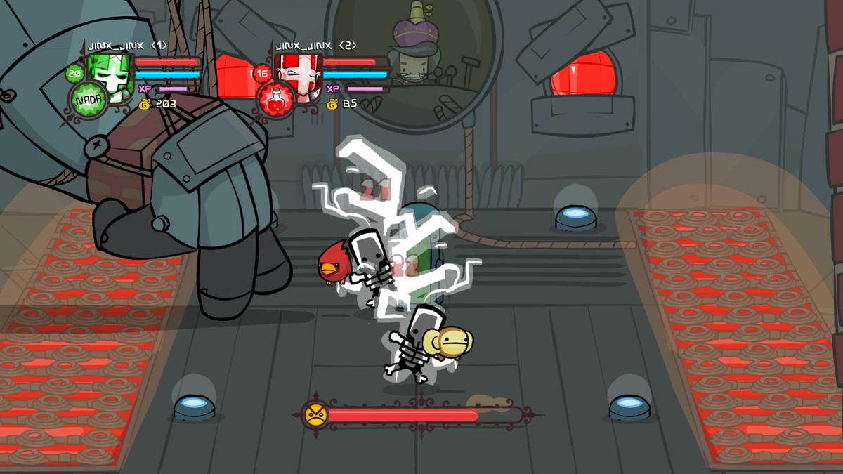 Castle Crashers (Windows) screenshot: Fighting a robot thing
