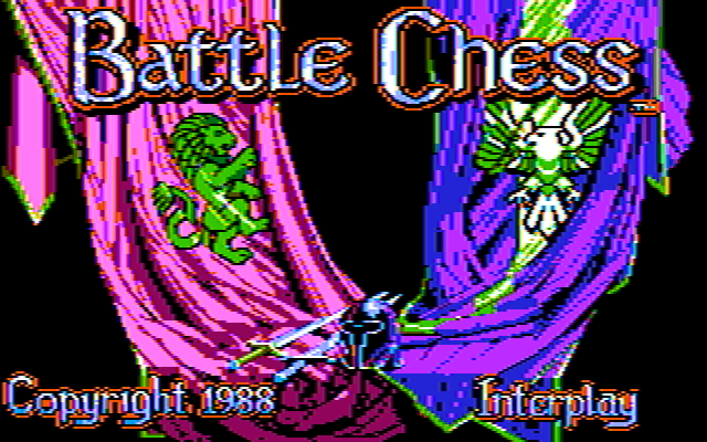 Battle Chess (DOS) screenshot: Title screen (CGA w/composite monitor)