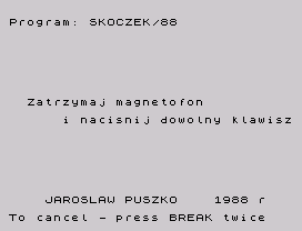 Skoczek (ZX Spectrum) screenshot: Game info