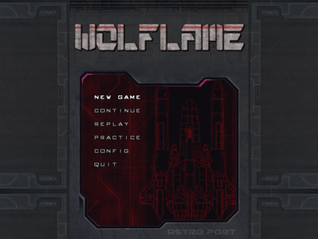 Wolflame (Windows) screenshot: Title screen / main menu
