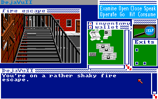 Déjà Vu II: Lost in Las Vegas (Amiga) screenshot: Fire escape.