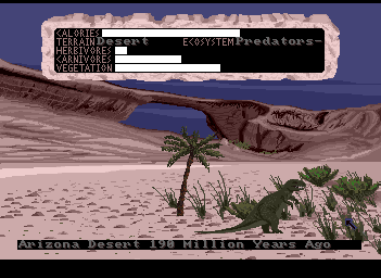 Designasaurus (Amiga) screenshot: Walk Dino - Arizona Desert.