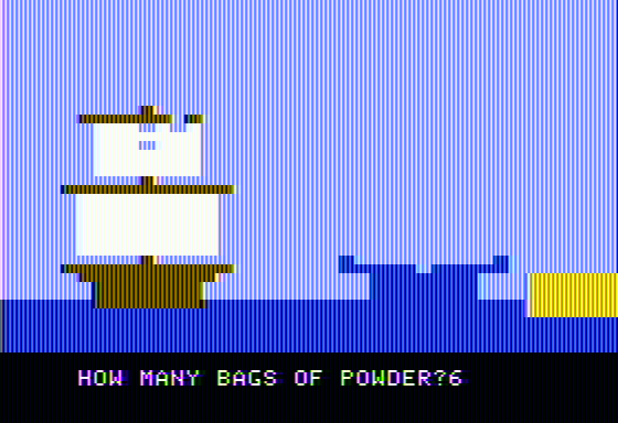 Pirates (Apple II) screenshot: After six hits the tower will collapse