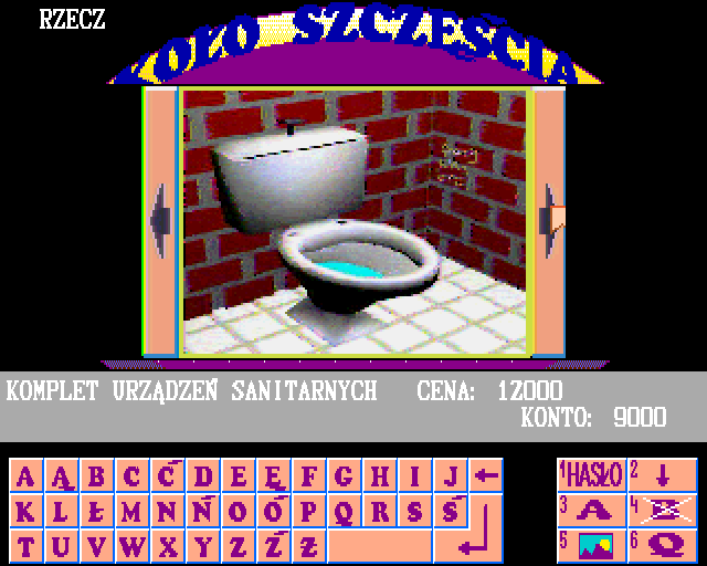 Koło Szczęścia (Amiga) screenshot: Toilet facilities as a prize