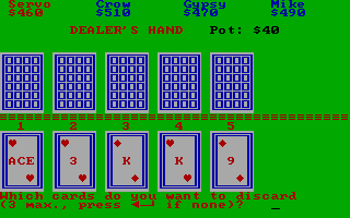 Casino Games (DOS) screenshot: A game of poker