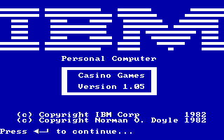 Casino Games (DOS) screenshot: IBM logo