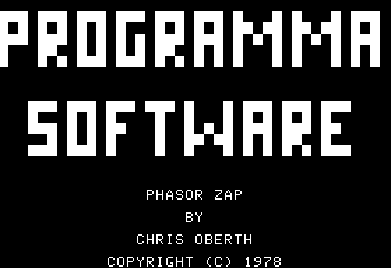 Phasor Zap (Apple II) screenshot: Title screen