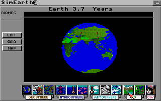 SimEarth: The Living Planet (Amiga) screenshot: Globe view. (Lo-res Version)