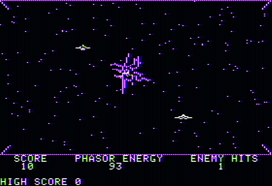 Phasor Zap (Apple II) screenshot: Enemy destroyed