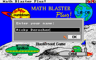 Math Blaster Plus! (Amiga) screenshot: Enter your name.