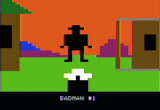 Gunfight (Apple II) screenshot: Shooting
