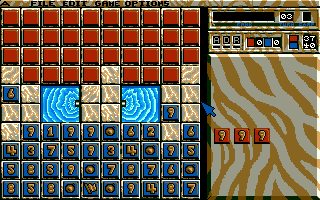 Stratego (Amiga) screenshot: Changed board to Modern style.