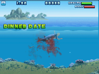 Hungry Shark: Part 1 (Android) screenshot: Foolish human swimming in dangerous waters