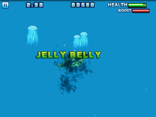 Hungry Shark: Part 1 (Android) screenshot: Eating jelly fish is no good for a shark's stomach