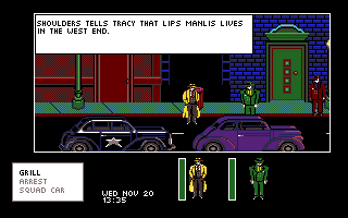 Dick Tracy: The Crime-Solving Adventure (Amiga) screenshot: Grilling a crook for info.