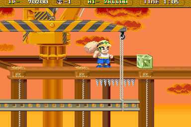 Hammerin' Harry (Arcade) screenshot: Difficult Platforms