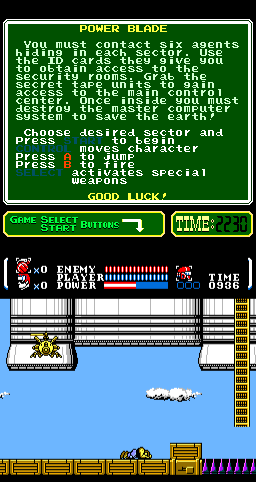 Power Blade (Arcade) screenshot: Killed.