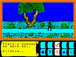 Dragonia (ZX Spectrum) screenshot: The music changed and it's night... I think.