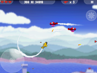 MiniSquadron (Android) screenshot: Early on the enemy planes are similar to my own plane