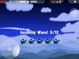 MiniSquadron (Android) screenshot: Each level consists of twelve waves