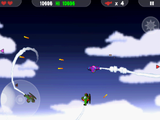 MiniSquadron (Android) screenshot: This plane has double fire