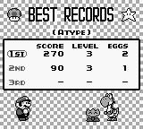 Yoshi (Game Boy) screenshot: Best records.