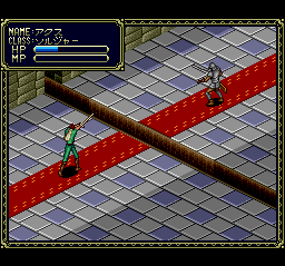 Sword Master (TurboGrafx CD) screenshot: Ax takes on a guard!..