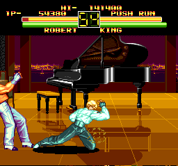 Art of Fighting (TurboGrafx CD) screenshot: Well, we have a piano here, I want to dance, what's wrong with that?..