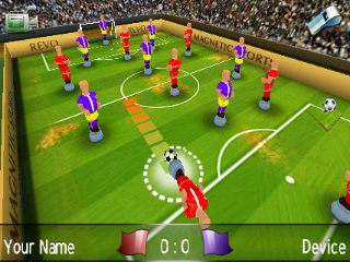 Magnetic Sports Soccer (Android) screenshot: Pulling the player back for a shot