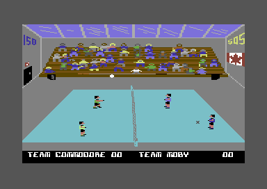 Bump, Set, Spike! Doubles Volleyball (Commodore 64) screenshot: The ball is in the air