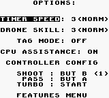 NBA Jam Tournament Edition (Game Boy) screenshot: Options