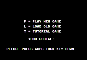 Run for the Money (Apple II) screenshot: Menu